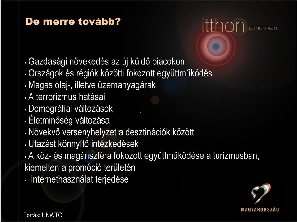 illetve üzemanyagárak A terrorizmus hatásai Demográfiai változások Életminőség változása Növekvő