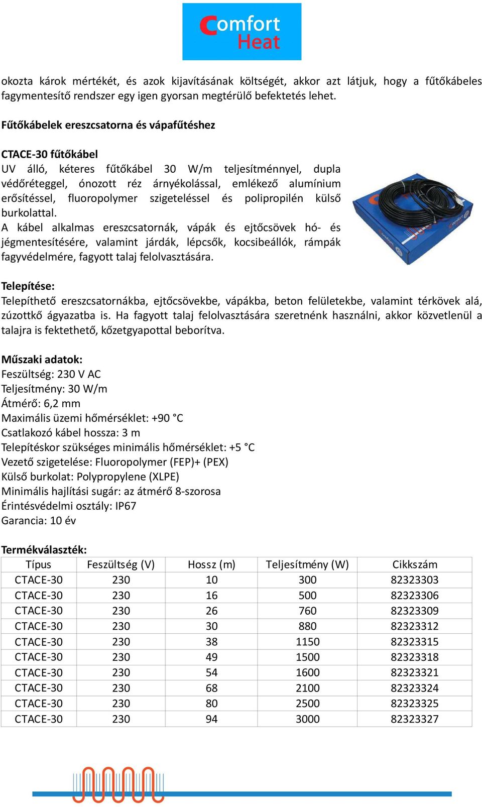 fluoropolymer szigeteléssel és polipropilén külső burkolattal.