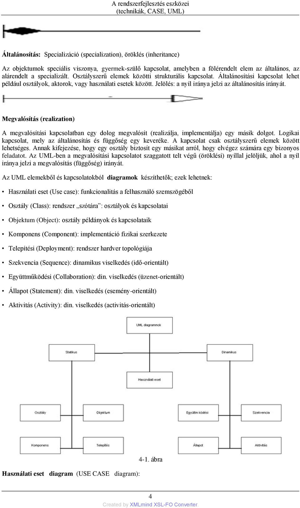 Megvalósítás (realization) A megvalósítási kapcsolatban egy dolog megvalósít (realizálja, implementálja) egy másik dolgot. Logikai kapcsolat, mely az általánosítás és függőség egy keveréke.