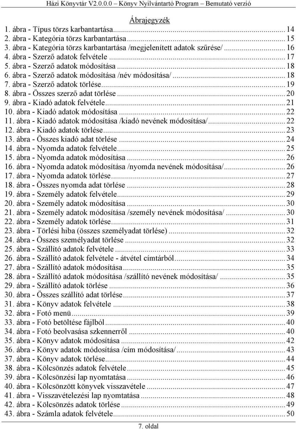 ábra - Összes szerző adat törlése... 20 9. ábra - Kiadó adatok felvétele... 21 10. ábra - Kiadó adatok módosítása... 22 11. ábra - Kiadó adatok módosítása /kiadó nevének módosítása/... 22 12.