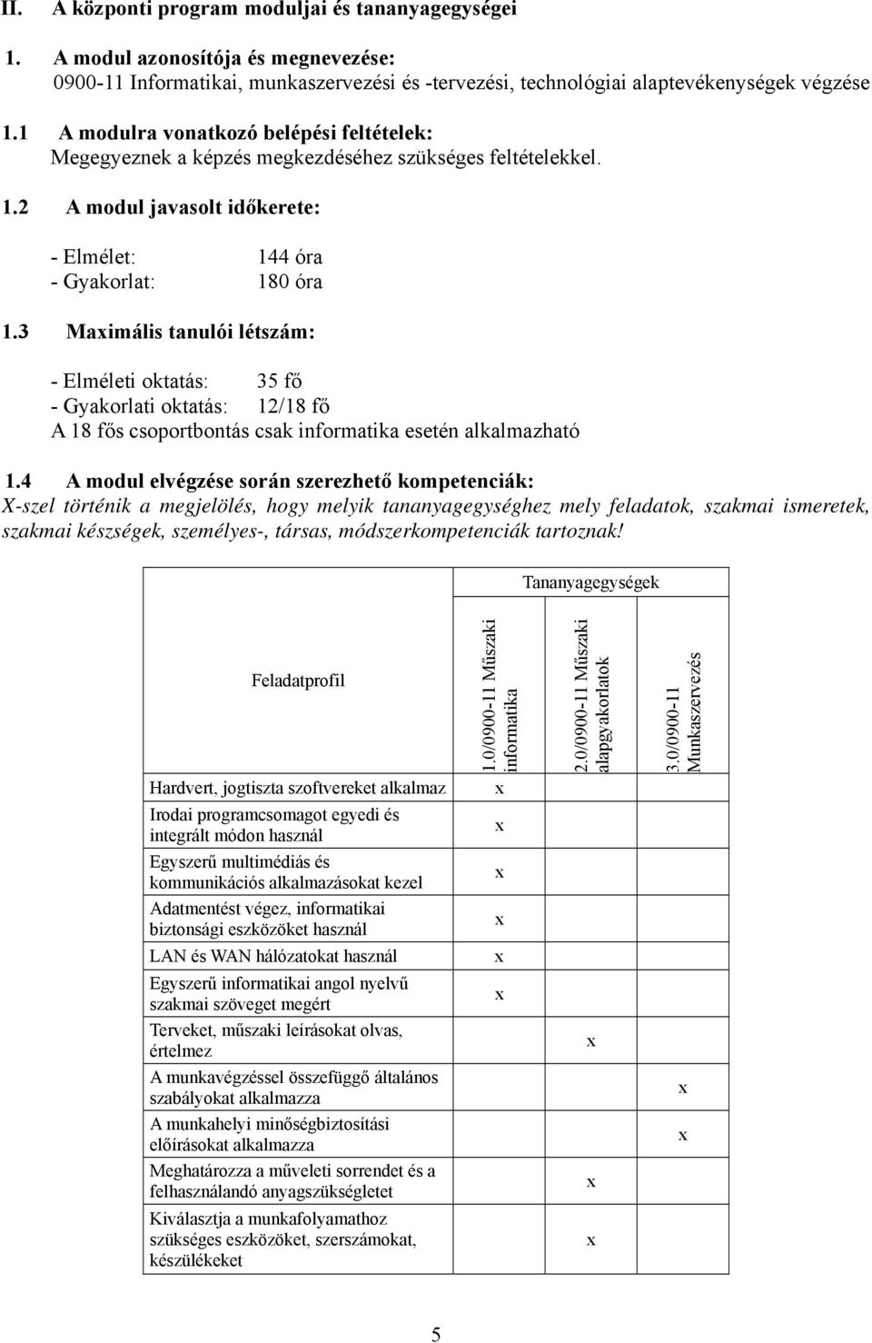 Maimális tanulói létszám: - Elméleti oktatás: 5 fő - Gyakorlati oktatás: 12/18 fő A 18 fős csoportbontás csak informatika esetén alkalmazható 1.