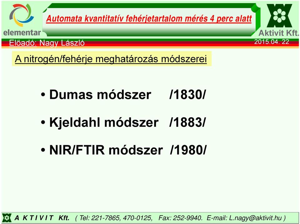 meghatárzás módszerei Dumas módszer