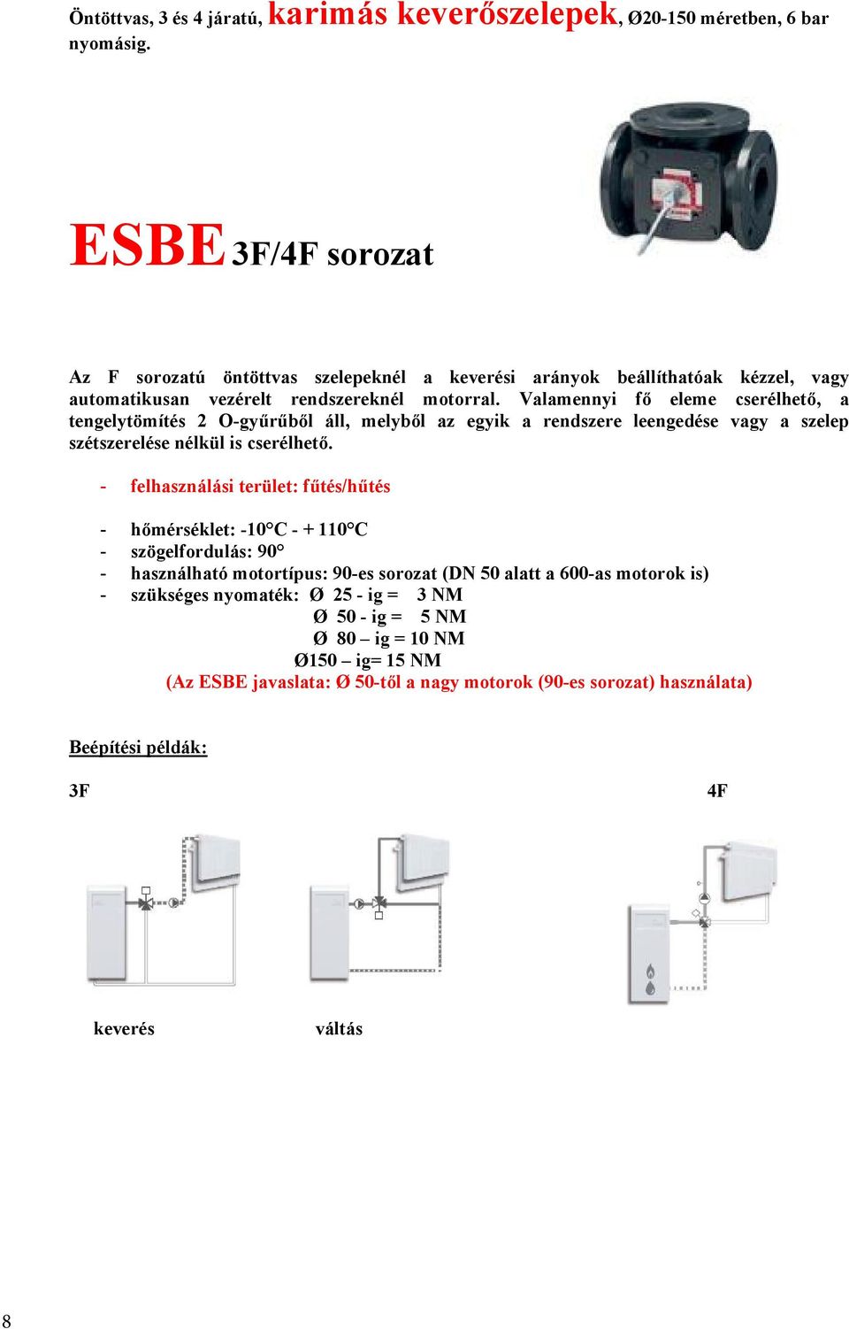 Valamennyi fő eleme cserélhető, a tengelytömítés 2 O-gyűrűből áll, melyből az egyik a rendszere leengedése vagy a szelep szétszerelése nélkül is cserélhető.