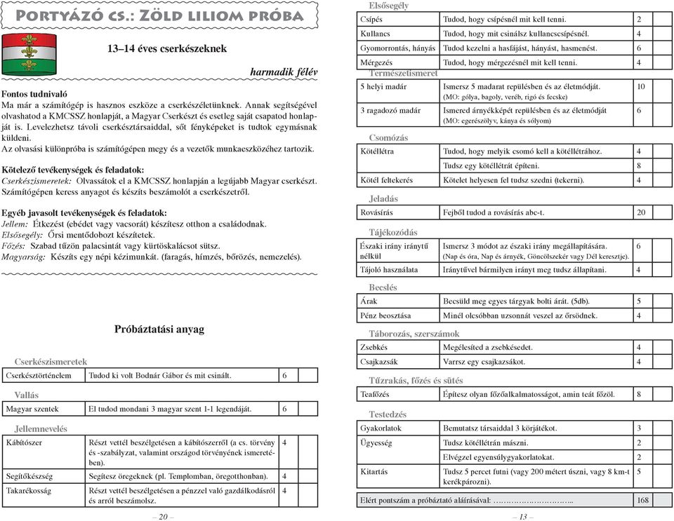 Az olvasási különpróba is számítógépen megy és a vezetők munkaeszközéhez tartozik. : Olvassátok el a KMCSSZ honlapján a legújabb Magyar cserkészt.