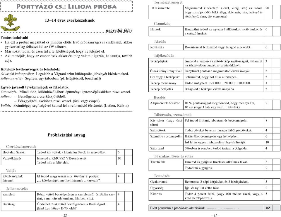 Olvasási különpróba: Legalább a Vágtató szint különpróba jelvényét kiérdemelted. : Segítesz egy táborban (pl.