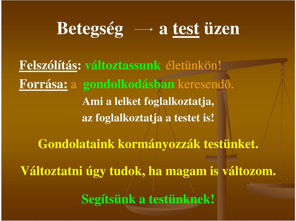 Ami a lelket foglalkoztatja, az foglalkoztatja a testet is!