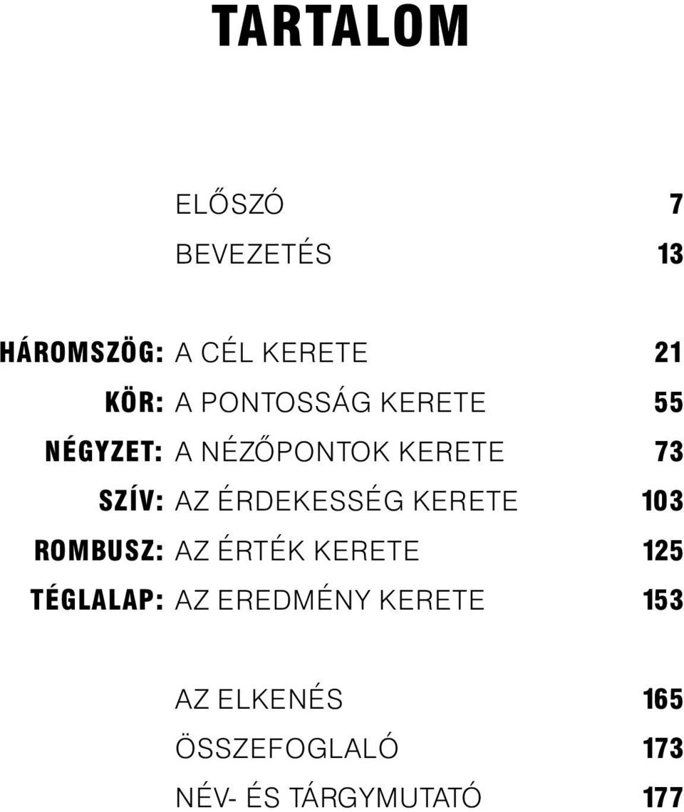 ÉRDEKESSÉG KERETE 103 ROMBUSZ: AZ ÉRTÉK KERETE 125 TÉGLALAP: AZ