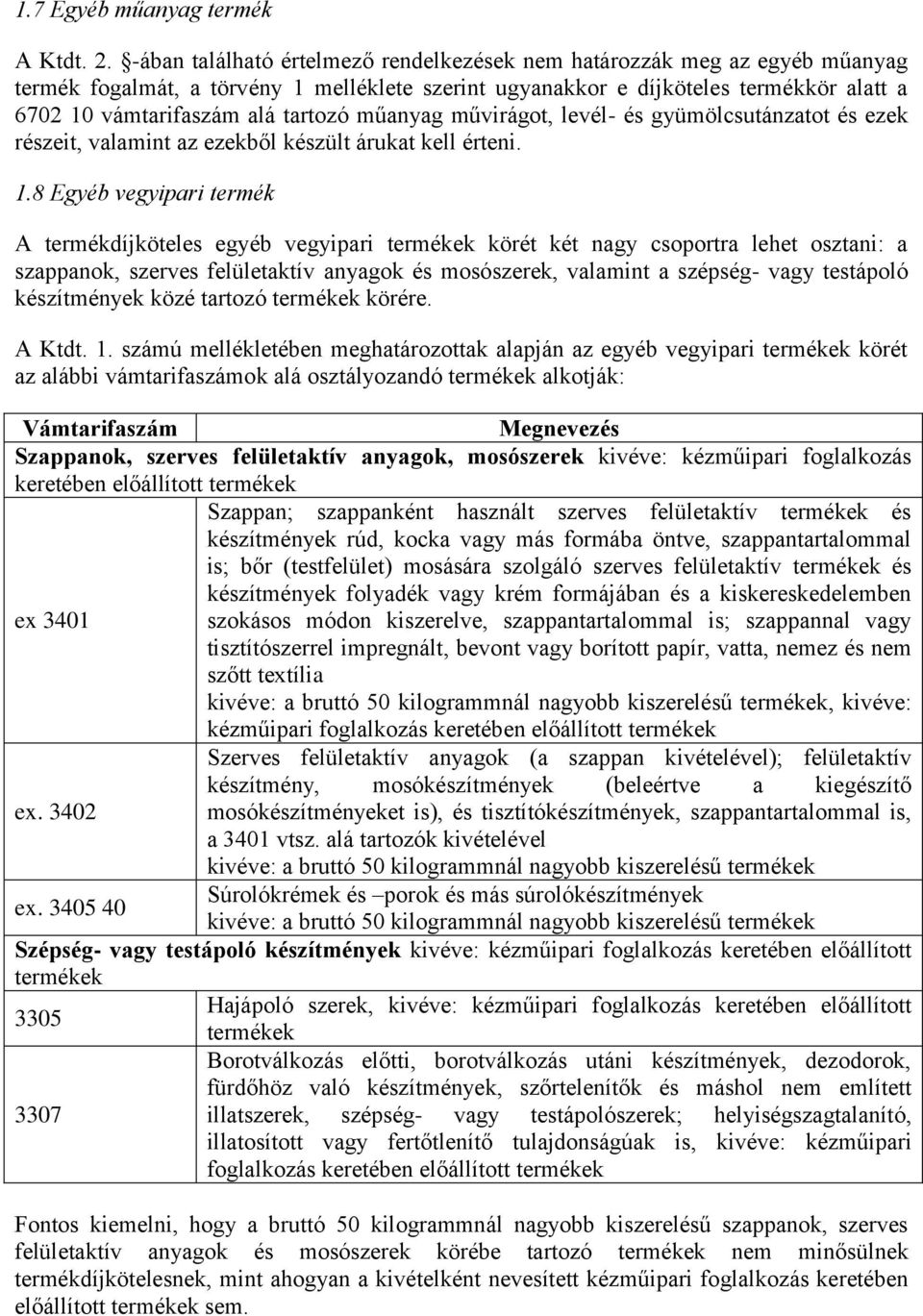 műanyag művirágot, levél- és gyümölcsutánzatot és ezek részeit, valamint az ezekből készült árukat kell érteni. 1.