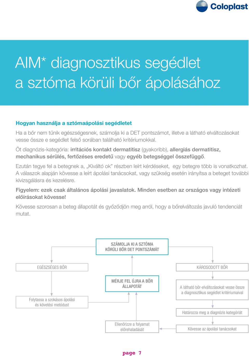 Öt diagnózis-kategória: irritációs kontakt dermatitisz (gyakoribb), allergiás dermatitisz, mechanikus sérülés, fertőzéses eredetű vagy egyéb betegséggel összefüggő.