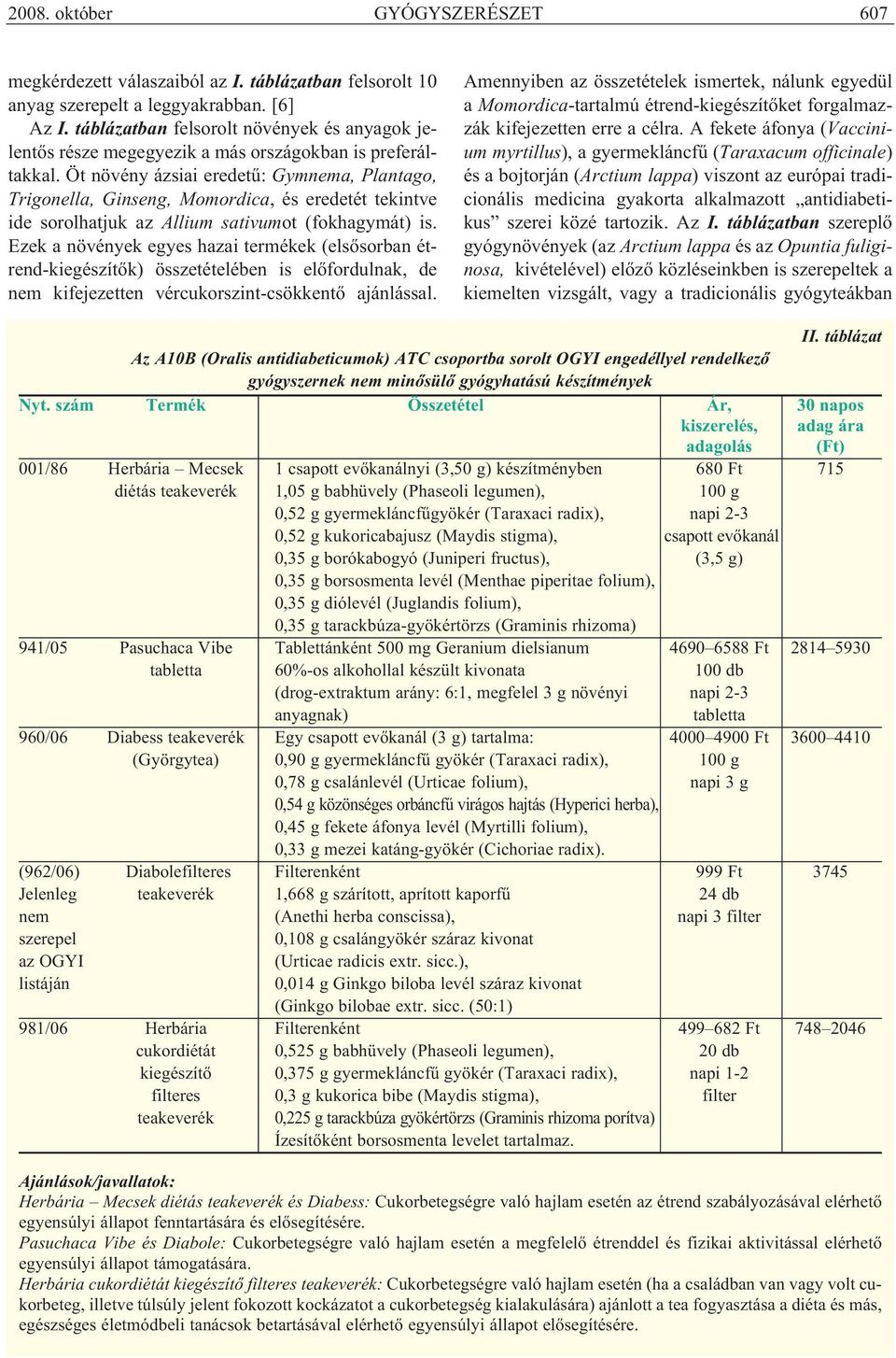 Öt növény ázsiai eredetű: Gymnema, Plantago, Trigonella, Ginseng, Momordica, és eredetét tekintve ide sorolhatjuk az Allium sativumot (fokhagymát) is.