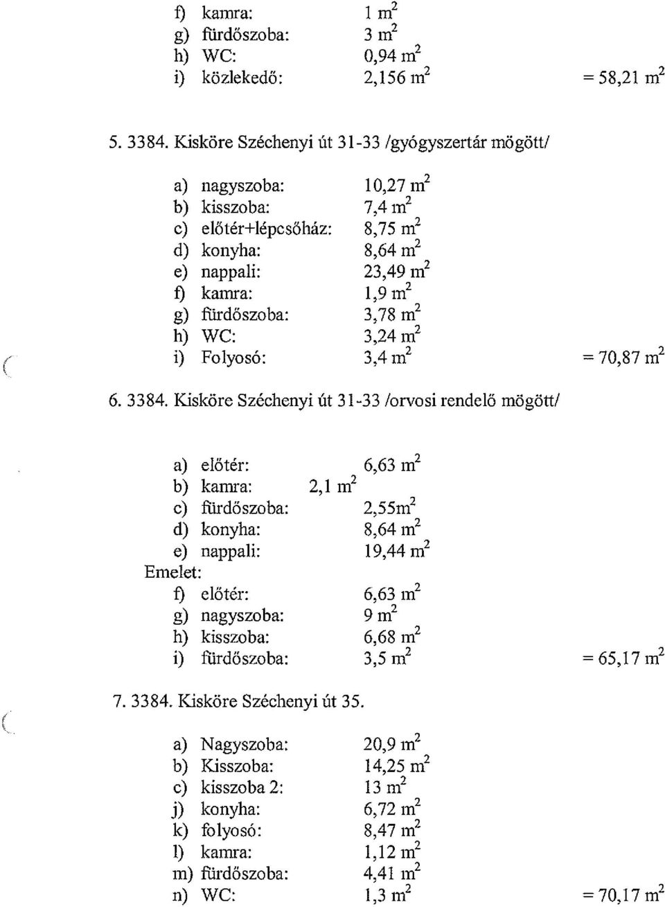 3384. Kisköre Széchenyi Út 3 1-33 /orvosi rendelő mögött!