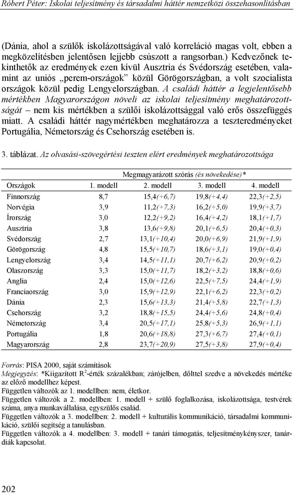 A családi háttér a legjelentősebb mértékben Magyarországon növeli az iskolai teljesítmény meghatározottságát nem kis mértékben a szülői iskolázottsággal való erős összefüggés miatt.