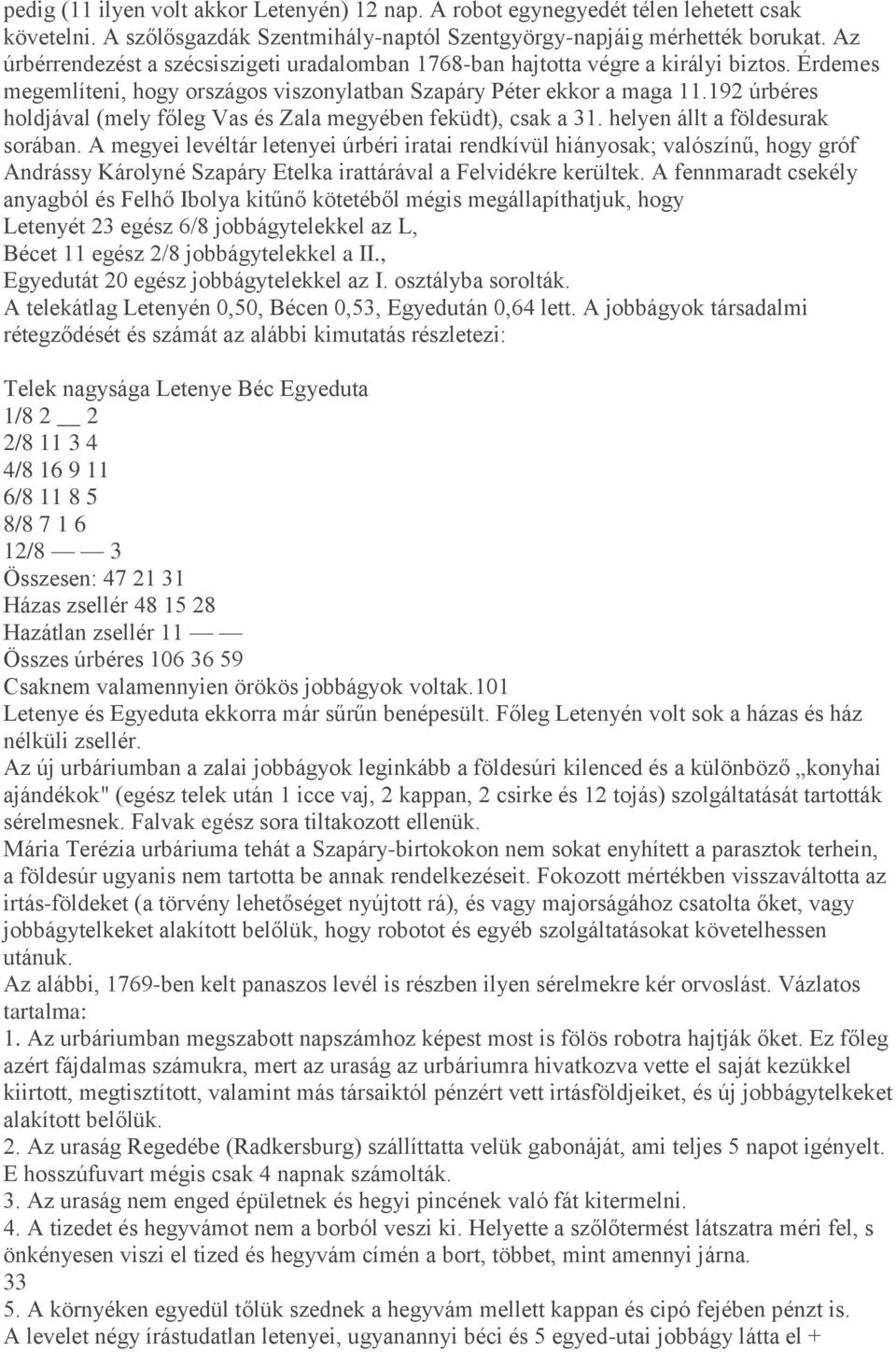 192 úrbéres holdjával (mely főleg Vas és Zala megyében feküdt), csak a 31. helyen állt a földesurak sorában.