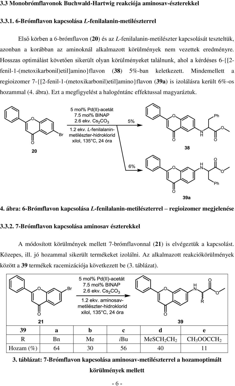 nem vezettek eredményre. osszas optimálást követően sikerült olyan körülményeket találnunk, ahol a kérdéses 6-{[2fenil-1-(metoxikarbonil)etil]amino}flavon (38) 5%-ban keletkezett.