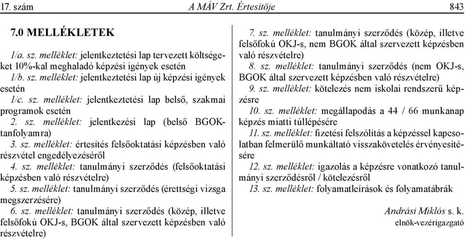 sz. melléklet: tanulmányi szerződés (felsőoktatási képzésben való részvételre) 5. sz. melléklet: tanulmányi szerződés (érettségi vizsga megszerzésére) 6. sz. melléklet: tanulmányi szerződés (közép, illetve felsőfokú OKJ-s, BGOK által szervezett képzésben való részvételre) 7.