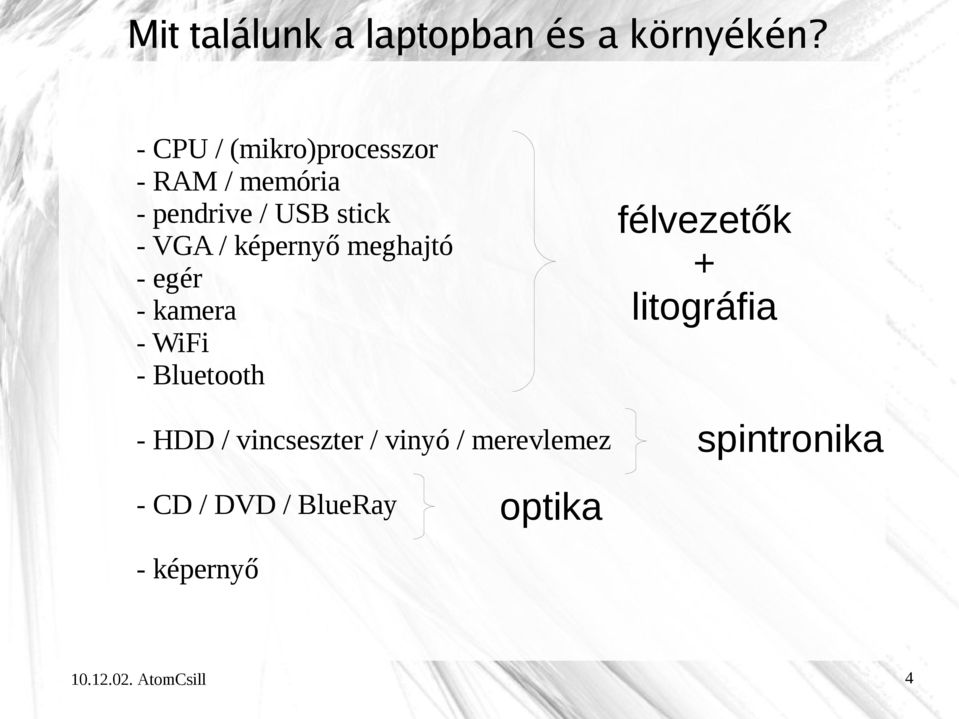 képernyő meghajtó - egér - kamera - WiFi - Bluetooth félvezetők +
