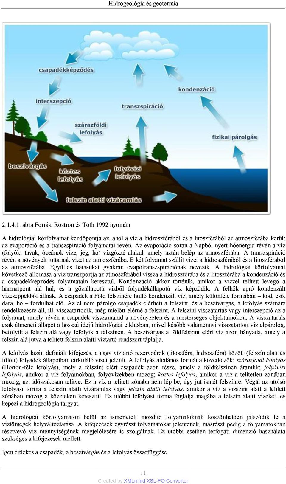 folyamatai révén. Az evaporáció során a Napból nyert hőenergia révén a víz (folyók, tavak, óceánok vize, jég, hó) vízgőzzé alakul, amely aztán belép az atmoszférába.