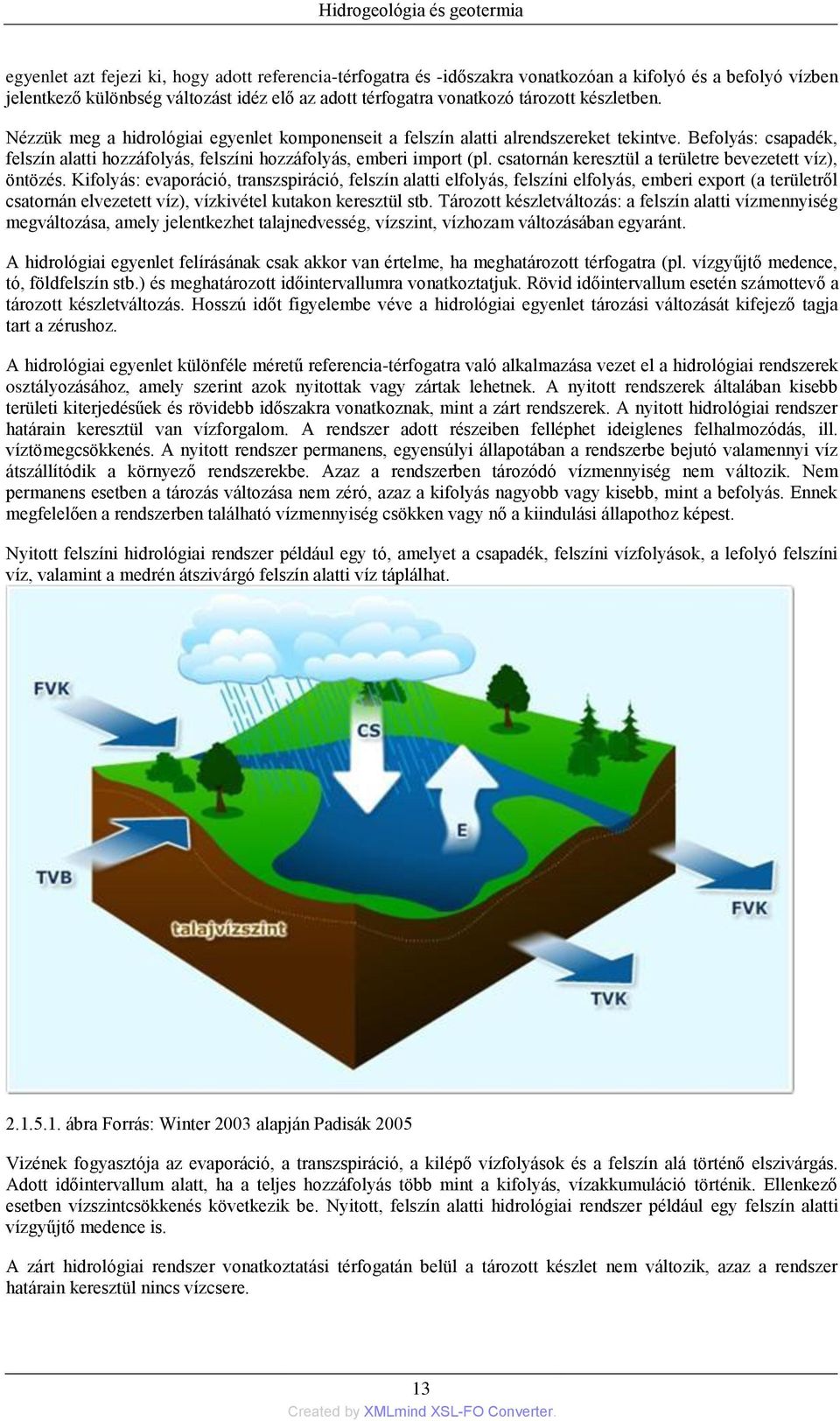 Befolyás: csapadék, felszín alatti hozzáfolyás, felszíni hozzáfolyás, emberi import (pl. csatornán keresztül a területre bevezetett víz), öntözés.