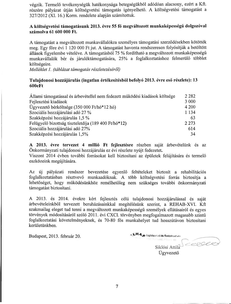 A támogatást a megváltozott munkavállalókra személyes támogatási szerződésekben kötötték meg. Egy főre évi 1 120 000 Ft jut.