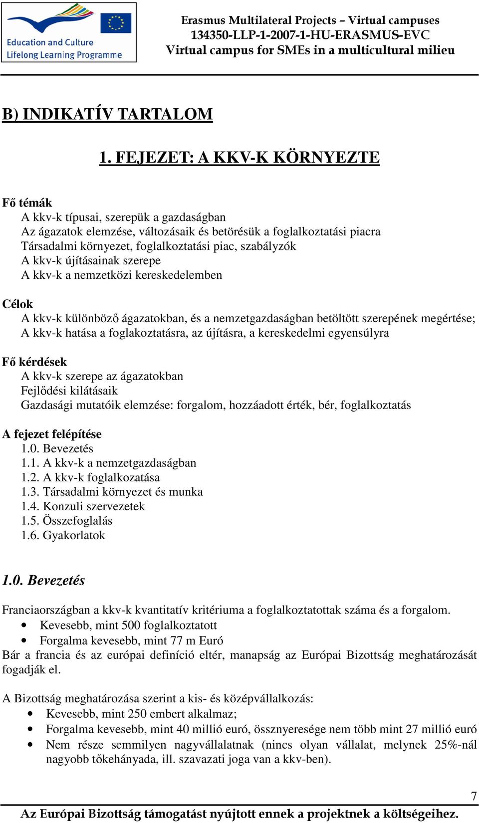 szabályzók A kkv-k újításainak szerepe A kkv-k a nemzetközi kereskedelemben Célok A kkv-k különböző ágazatokban, és a nemzetgazdaságban betöltött szerepének megértése; A kkv-k hatása a