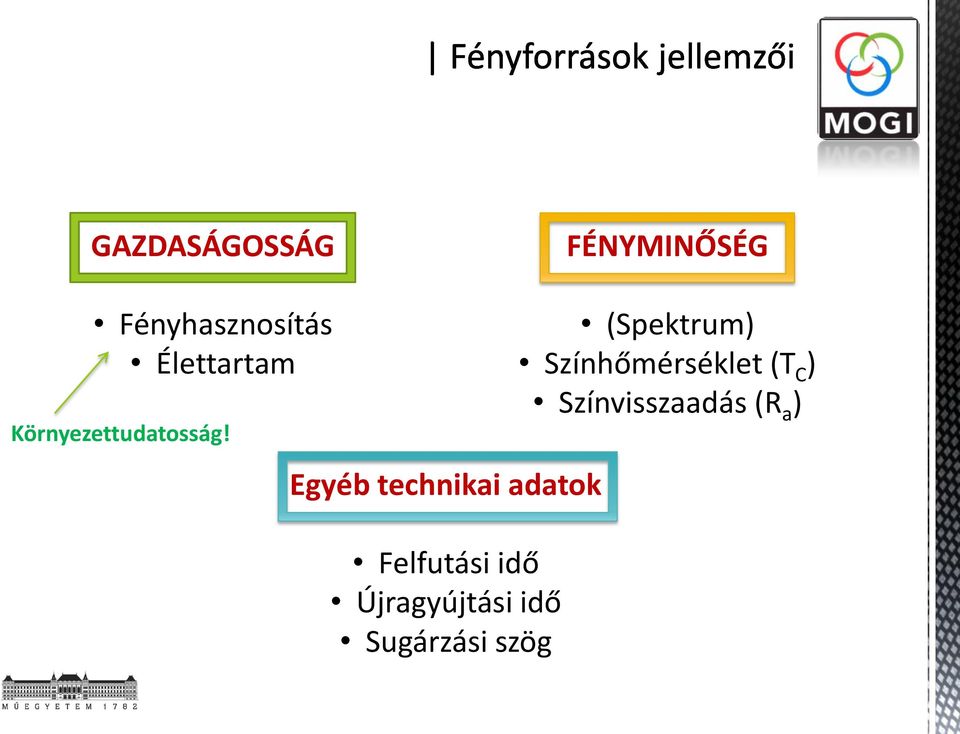 Egyéb technikai adatok Felfutási idő Újragyújtási