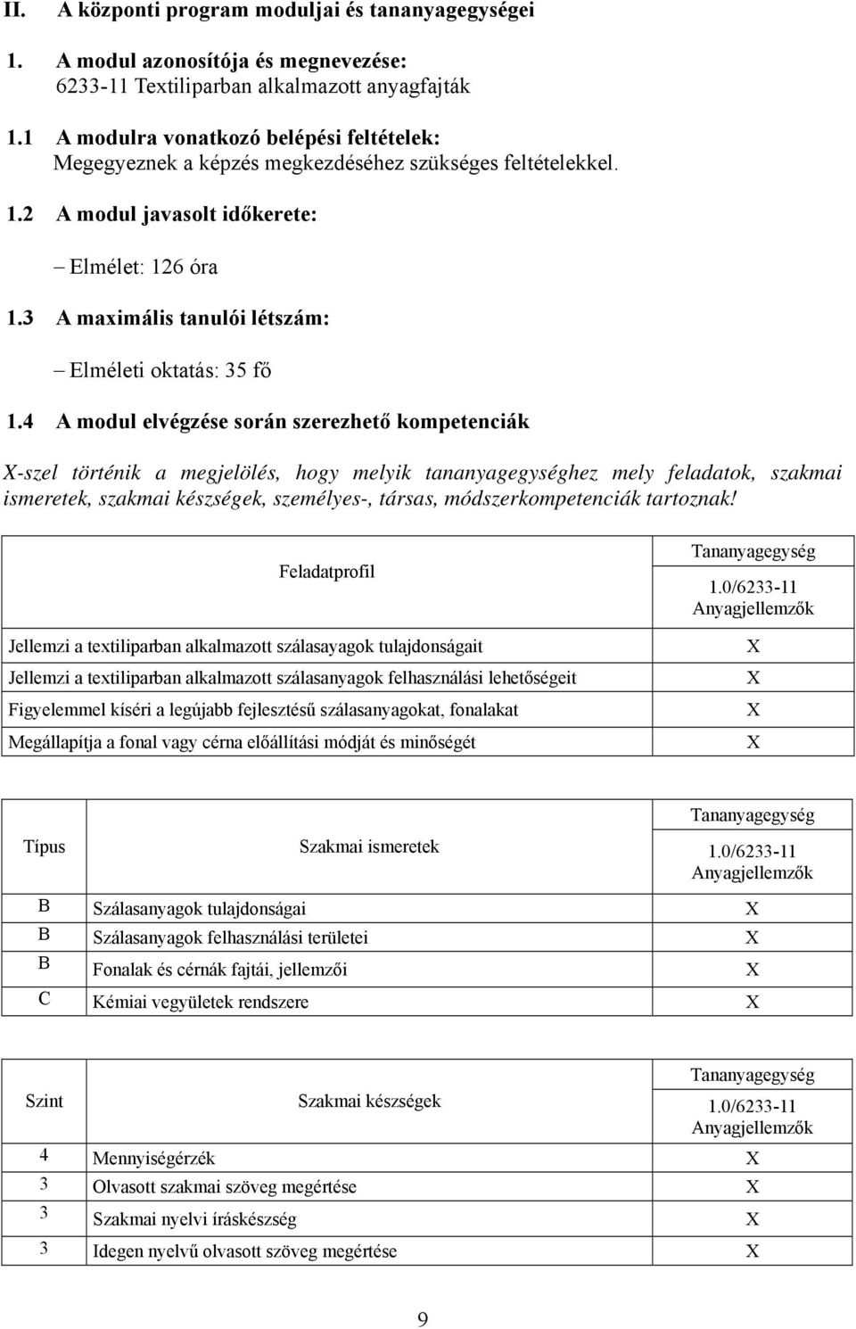 3 A maximális tanulói létszám: Elméleti oktatás: 35 fő 1.