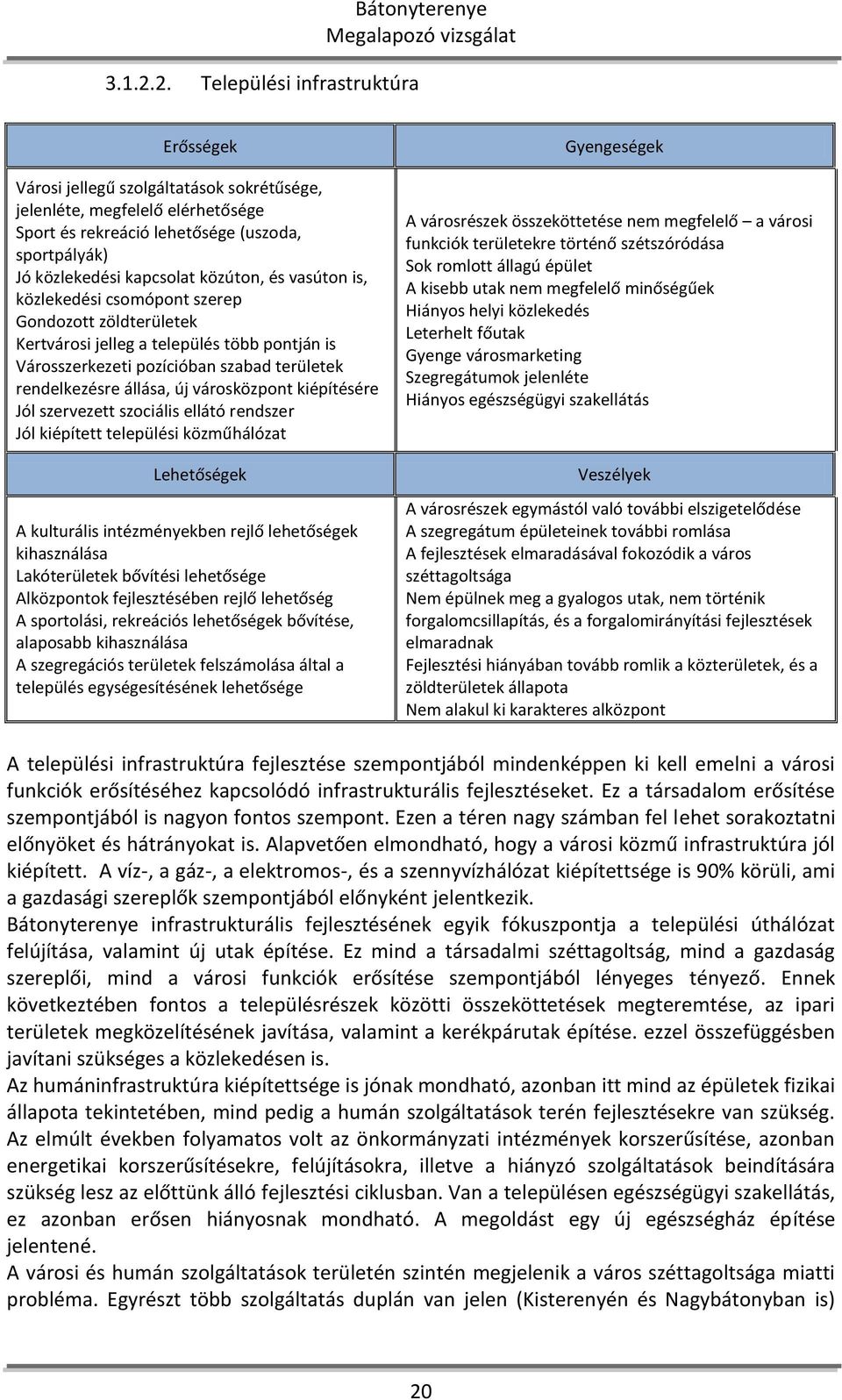 kapcsolat közúton, és vasúton is, közlekedési csomópont szerep Gondozott zöldterületek Kertvárosi jelleg a település több pontján is Városszerkezeti pozícióban szabad területek rendelkezésre állása,