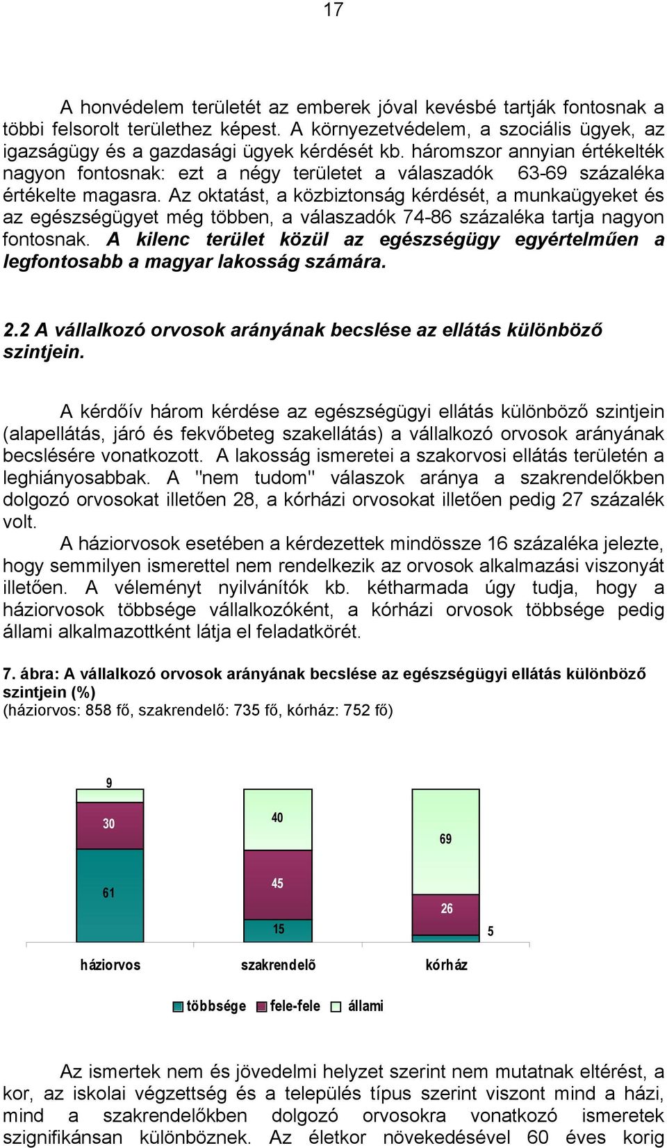 Az oktatást, a közbiztonság kérdését, a munkaügyeket és az egészségügyet még többen, a válaszadók 74-86 százaléka tartja nagyon fontosnak.