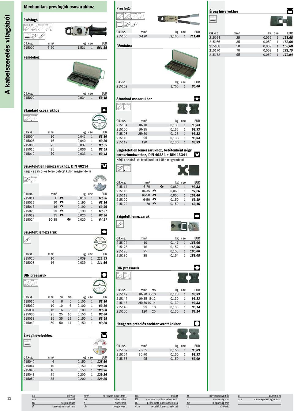 215102 1,700 1 80,00 Standard csosarukhoz 215164 25 0,059 1 158,68 215166 35 0,059 1 158,68 215168 50 0,059 1 158,68 215170 70 0,059 1 172,79 215172 95 0,059 1 172,94 Standard csosarukhoz 215004 10