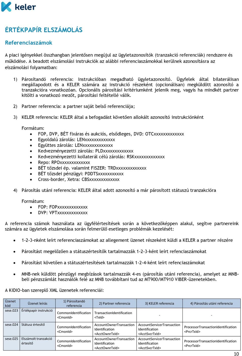 Ügyfelek által bilaterálisan megállapodott és a KELER számára az instrukció részeként (opcionálisan) megküldött azonosító a tranzakcióra vonatkozóan.