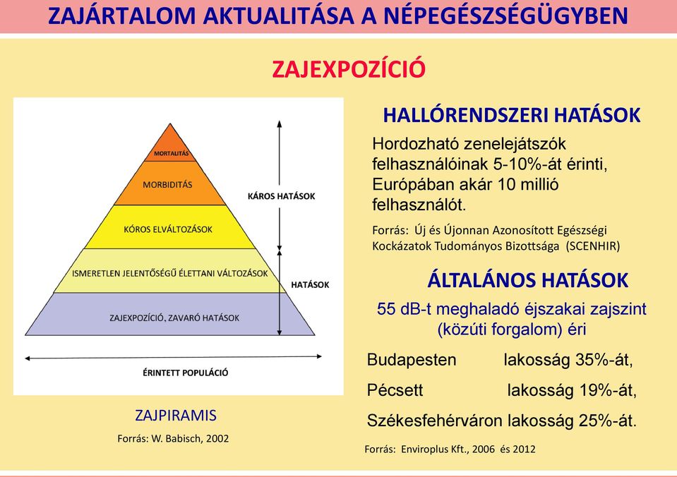 Forrás: Új és Újonnan Azonosított Egészségi Kockázatok Tudományos Bizottsága (SCENHIR) ZAJPIRAMIS Forrás: W.