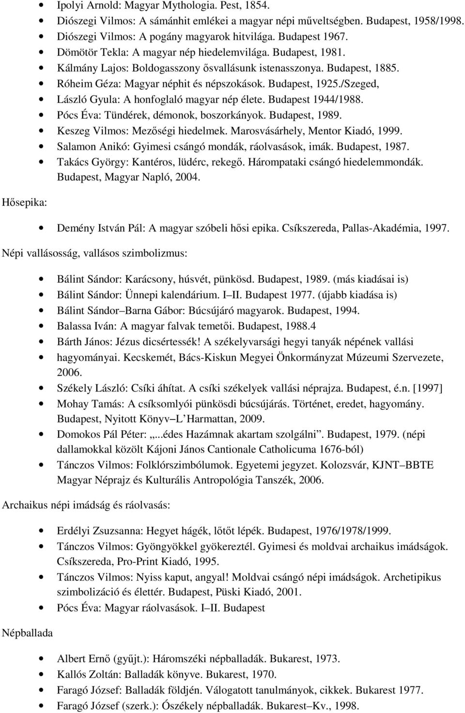 Budapest, 1925./Szeged, László Gyula: A honfoglaló magyar nép élete. Budapest 1944/1988. Pócs Éva: Tündérek, démonok, boszorkányok. Budapest, 1989. Keszeg Vilmos: Mezőségi hiedelmek.