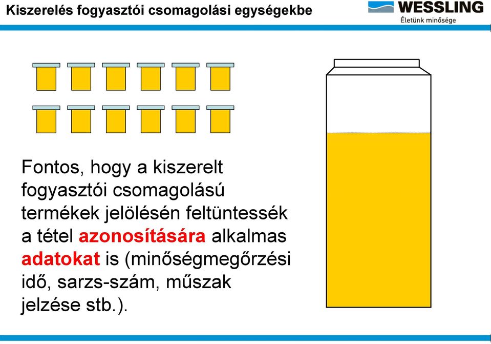 jelölésén feltüntessék a tétel azonosítására alkalmas