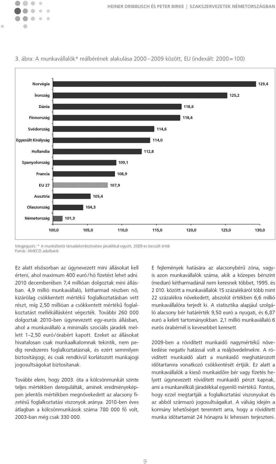 társadalombiztosítási járulékkal együtt, 2009-es becsült érték Forrás: AMECO adatbank Ez alatt elsősorban az úgynevezett mini állásokat kell érteni, ahol maximum 400 euró / hó fizetést lehet adni.