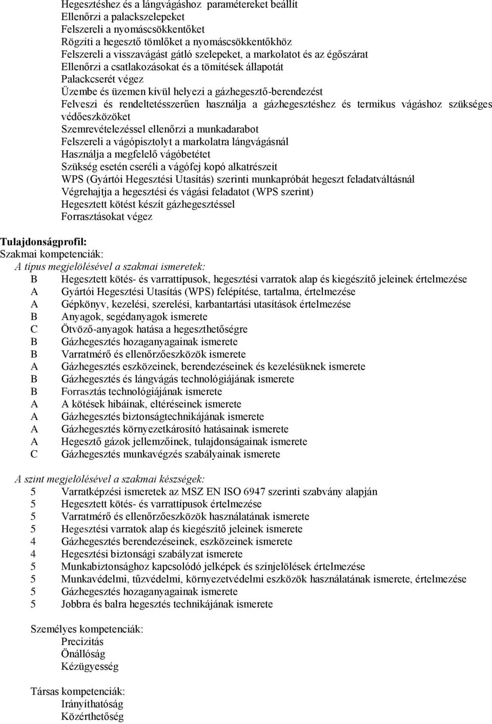 rendeltetésszerűen használja a gázhegesztéshez és termikus vágáshoz szükséges védőeszközöket Szemrevételezéssel ellenőrzi a munkadarabot Felszereli a vágópisztolyt a markolatra lángvágásnál Használja