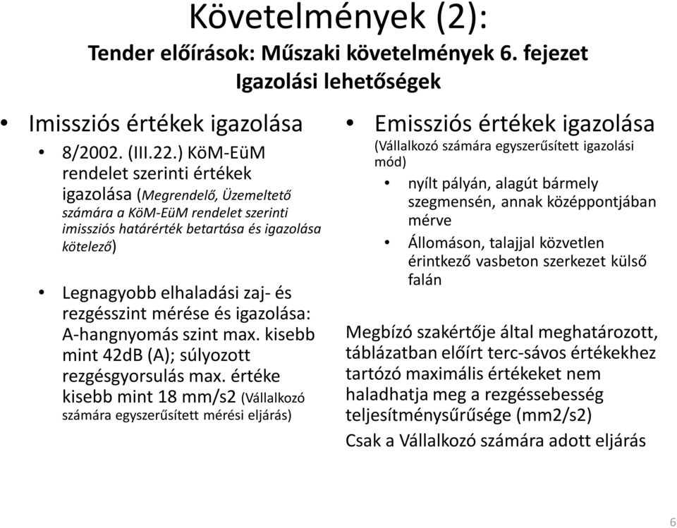 rezgésszint mérése és igazolása: A-hangnyomás szint max. kisebb mint 42dB (A); súlyozott rezgésgyorsulás max.