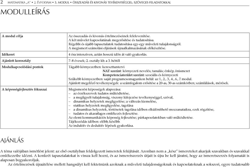 értelmezéseinek felelevenítése. A két művelet kapcsolatának megerősítése és tudatosítása. Régebbi és újabb tapasztalatok tudatosítása egy-egy műveleti tulajdonságról.