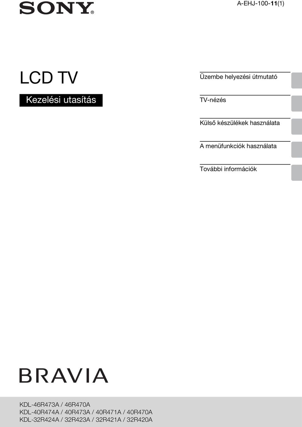 használata További információk KDL-46R473A / 46R470A