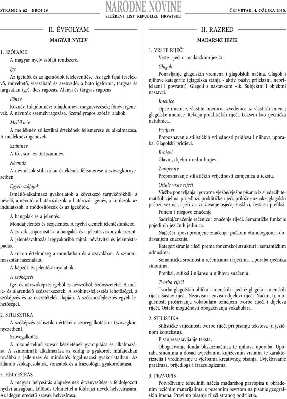 Alanyi és tárgyas ragozás Főnév Köznév, tulajdonnév; tulajdonnévi megnevezések; főnévi igenevek. A névutók személyragozása. Személyragos szótári alakok.