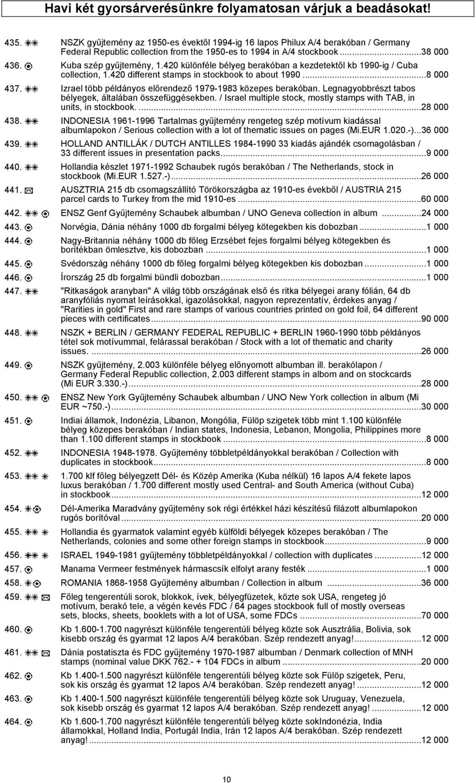 420 különféle bélyeg berakóban a kezdetektől kb 1990-ig / Cuba collection, 1.420 different stamps in stockbook to about 1990...8 000 437. Izrael több példányos előrendező 1979-1983 közepes berakóban.