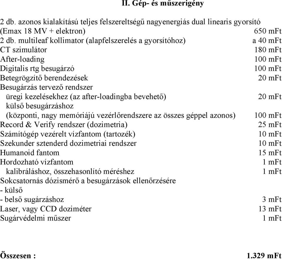 üregi kezelésekhez (az after-loadingba bevehető) 20 mft külső besugárzáshoz (központi, nagy memóriájú vezérlőrendszere az összes géppel azonos) 100 mft Record & Verify rendszer (dozimetria) 25 mft