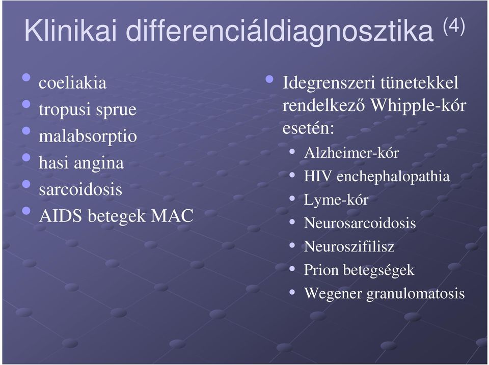 tünetekkel rendelkező Whipple-kór esetén: Alzheimer-kór HIV