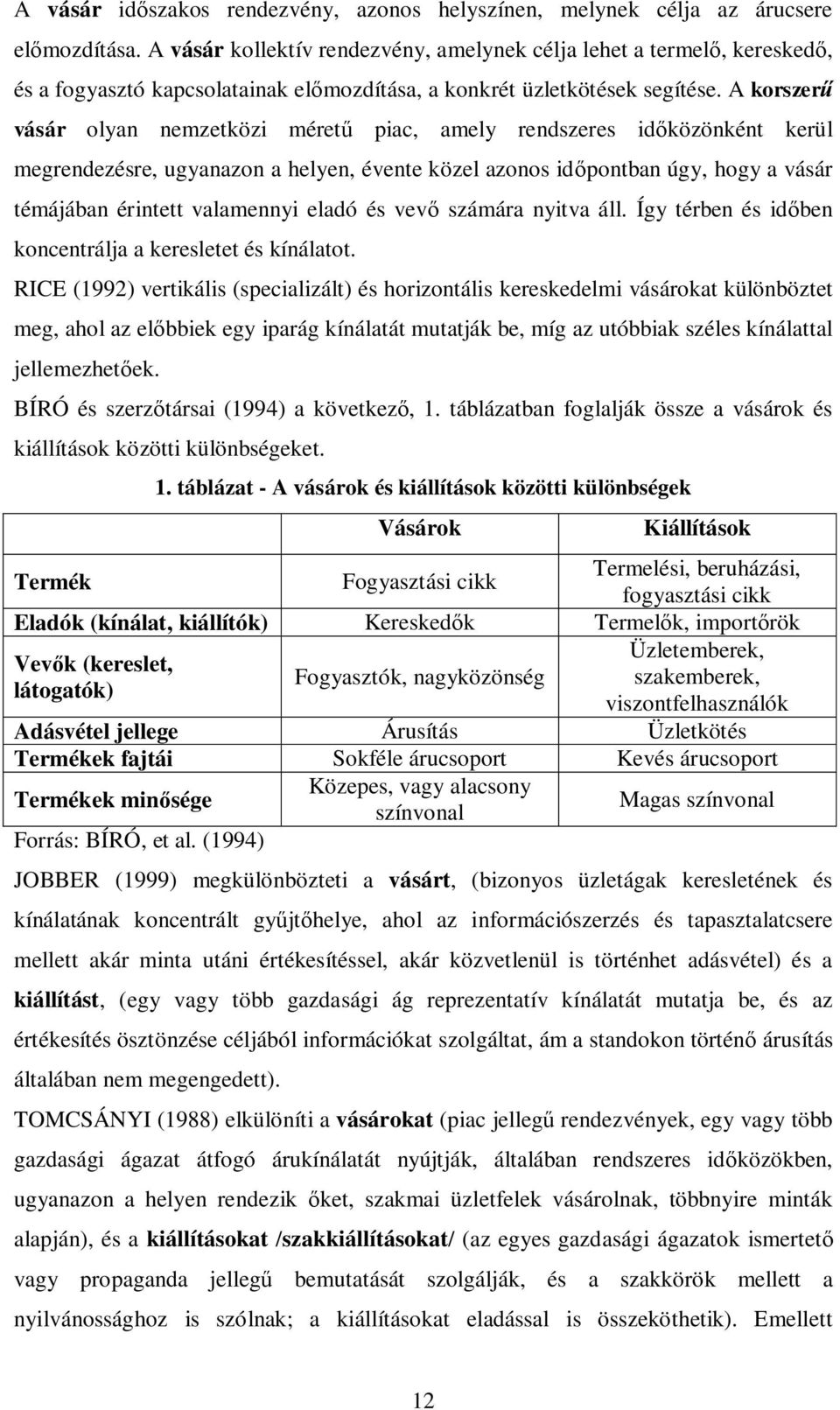 A korszer vásár olyan nemzetközi méret piac, amely rendszeres id közönként kerül megrendezésre, ugyanazon a helyen, évente közel azonos id pontban úgy, hogy a vásár témájában érintett valamennyi