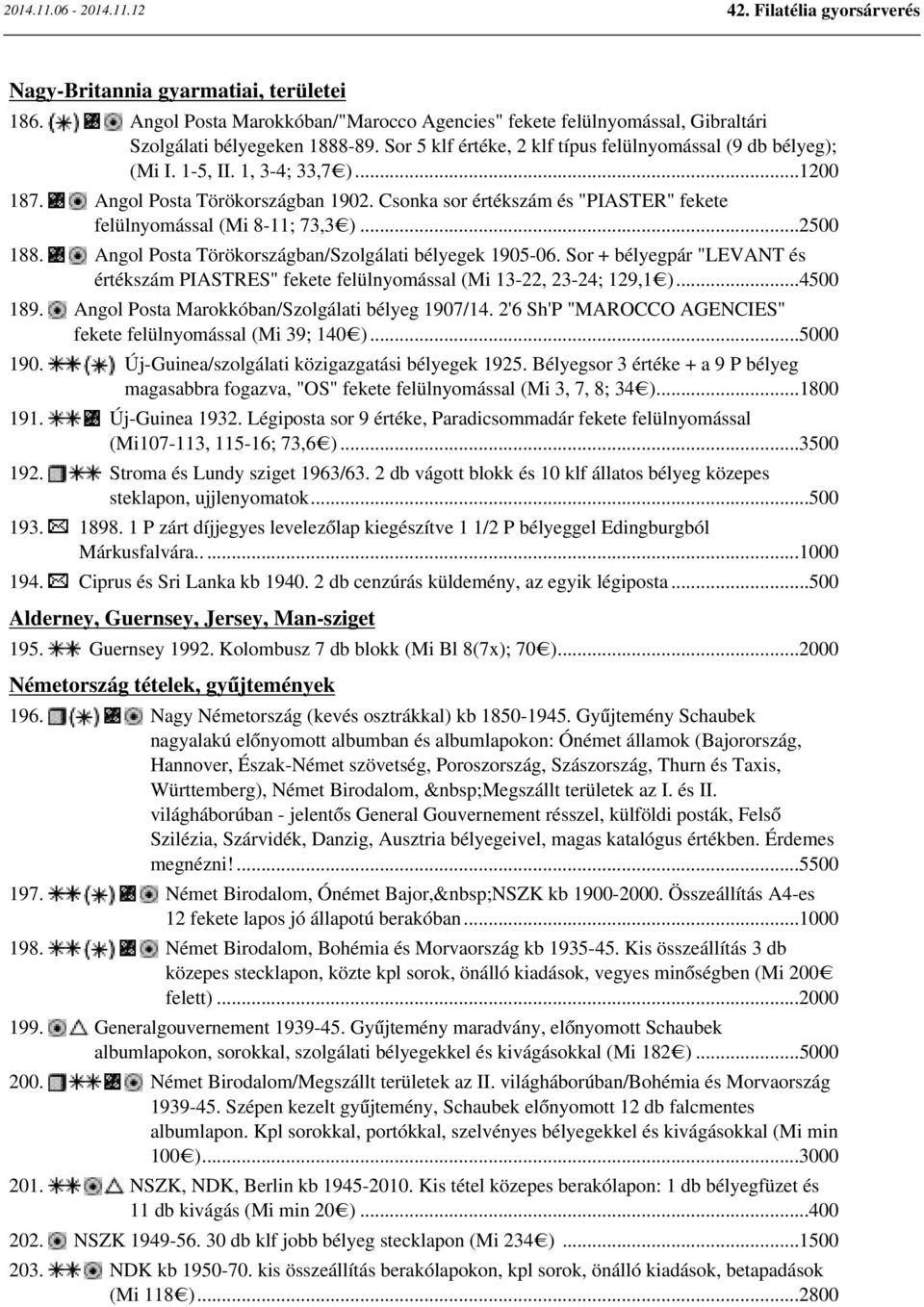 Csonka sor értékszám és "PIASTER" fekete felülnyomással (Mi 8-11; 73,3 )...2500 188. Angol Posta Törökországban/Szolgálati bélyegek 1905-06.