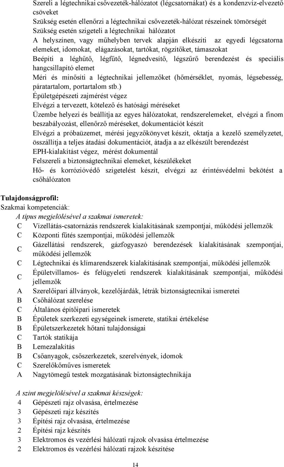 légnedvesítő, légszűrő berendezést és speciális hangcsillapító elemet Méri és minősíti a légtechnikai jellemzőket (hőmérséklet, nyomás, légsebesség, páratartalom, portartalom stb.