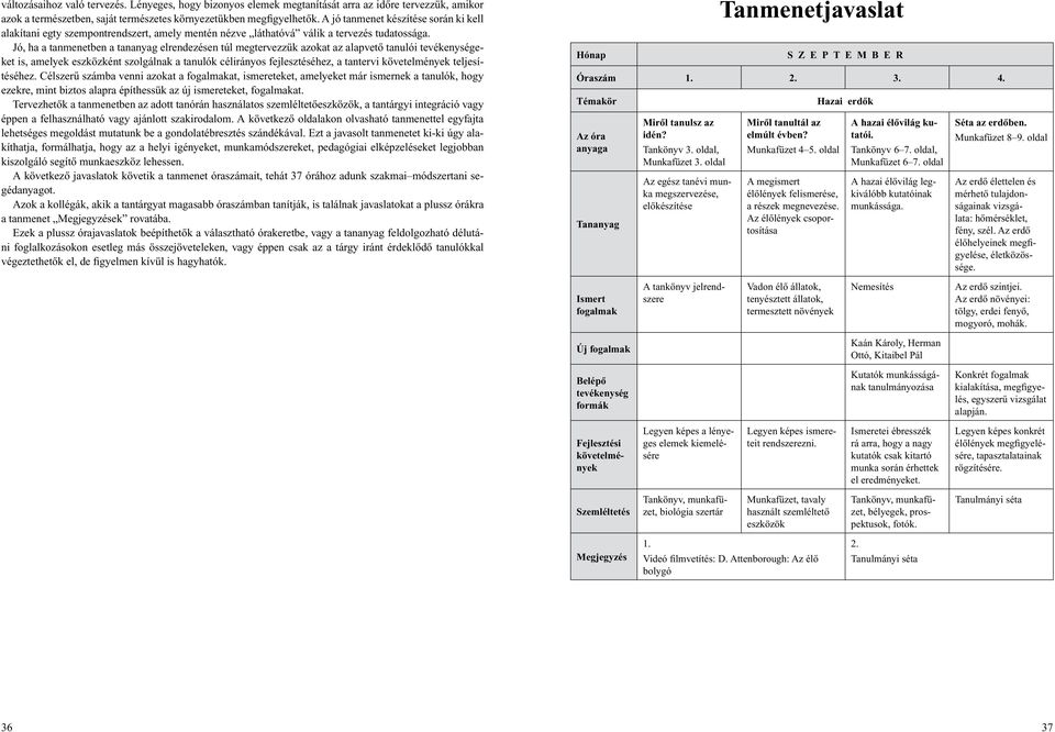 Jó, ha a tanmenetben a tananyag elrendezésen túl megtervezzük azokat az alapvetõ tanulói tevékenységeket is, amelyek eszközként szolgálnak a tanulók célirányos fejlesztéséhez, a tantervi