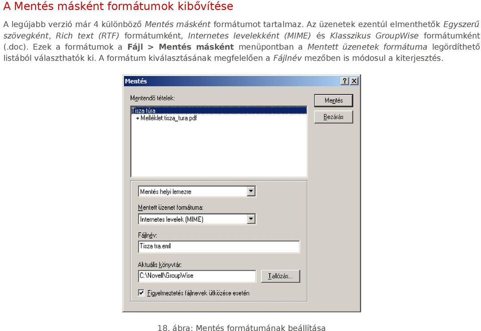 GroupWise formátumként (.doc).