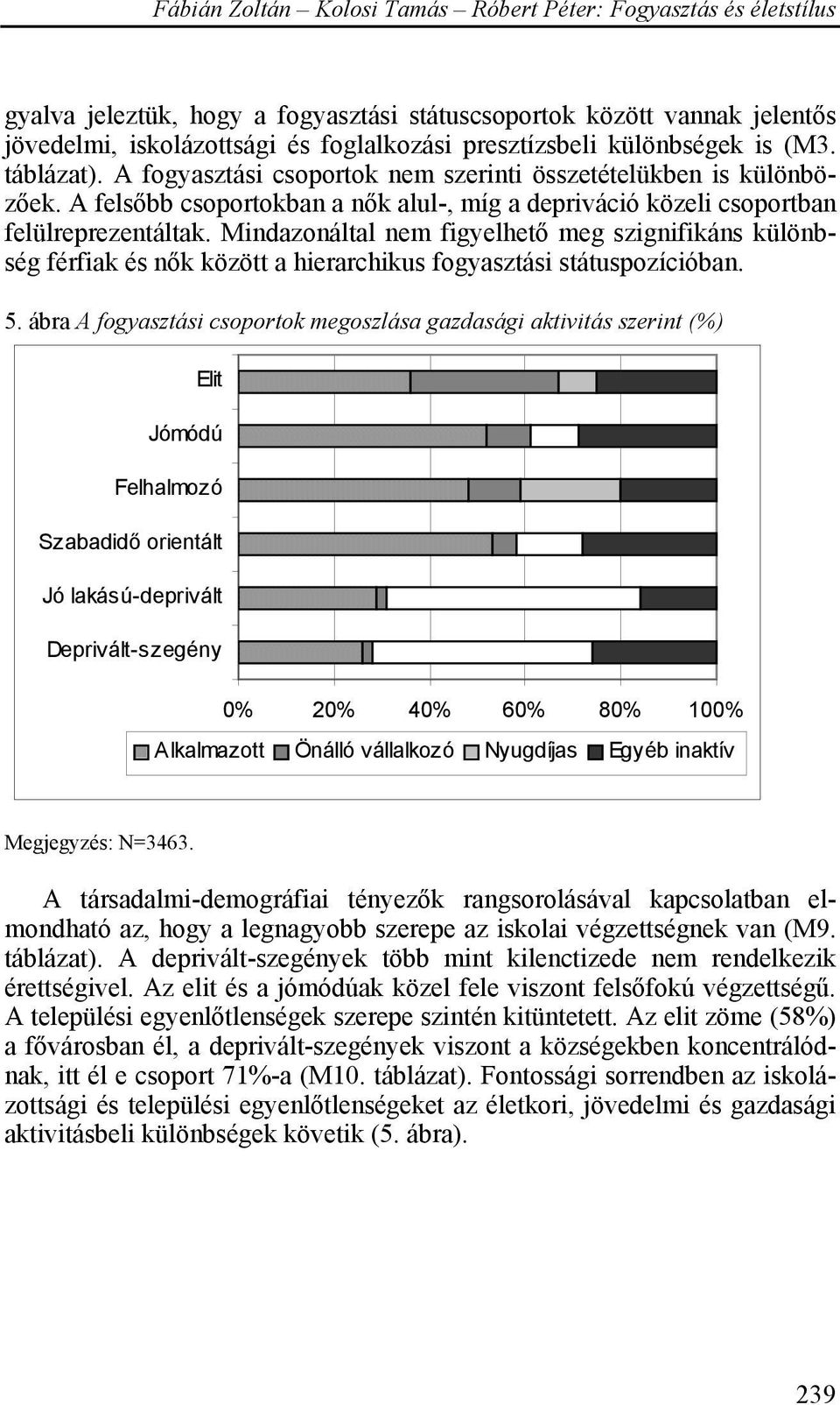 Mindazonáltal nem figyelhető meg szignifikáns különbség férfiak és nők között a hierarchikus fogyasztási státuspozícióban. 5.