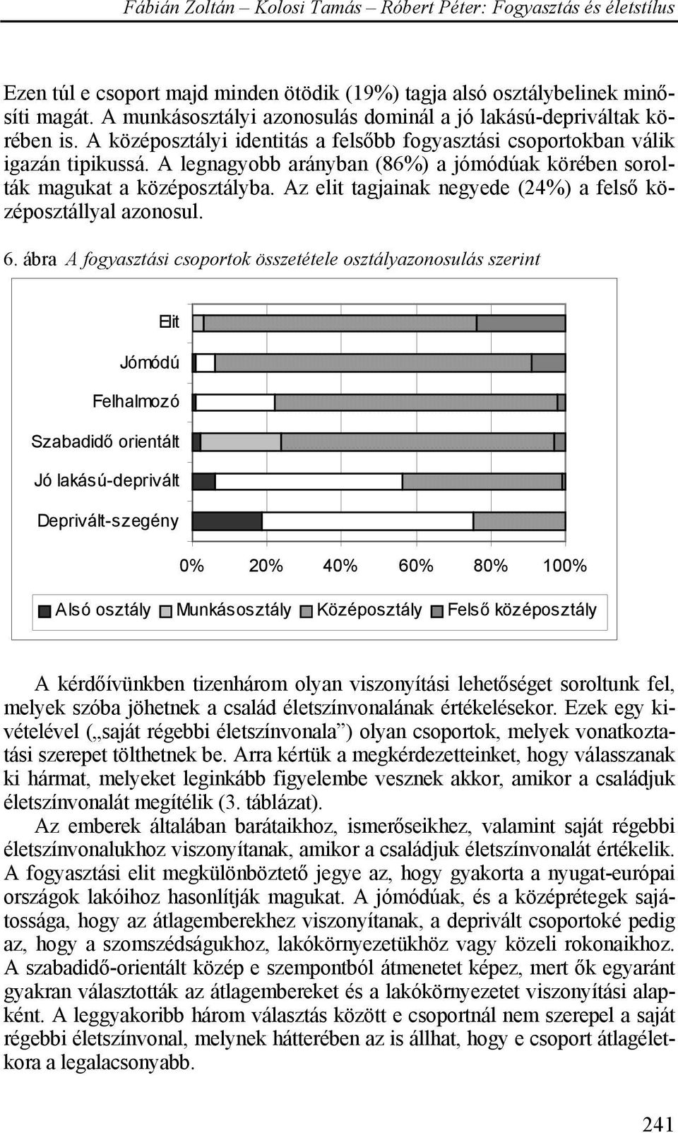 Az elit tagjainak negyede (24%) a felső középosztállyal azonosul. 6.