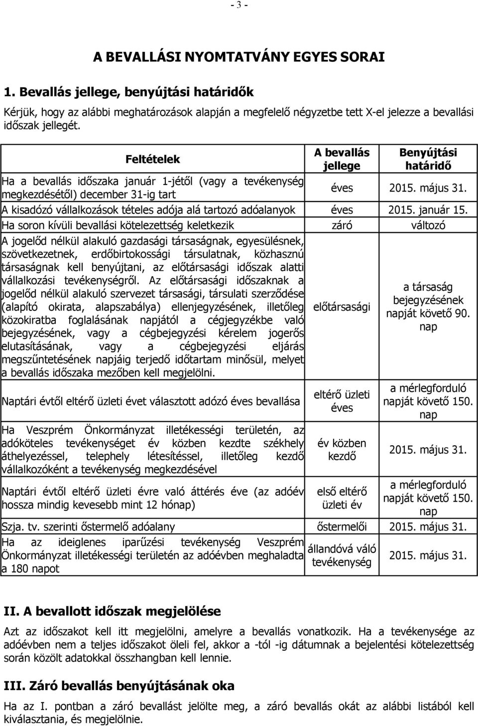 A kisadózó vállalkozások tételes adója alá tartozó adóalanyok éves 2015. január 15.